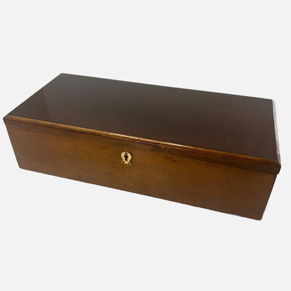 Vintage REUGE Swiss Wooden Musical Movement Jewelry Box “More” Made in Italy